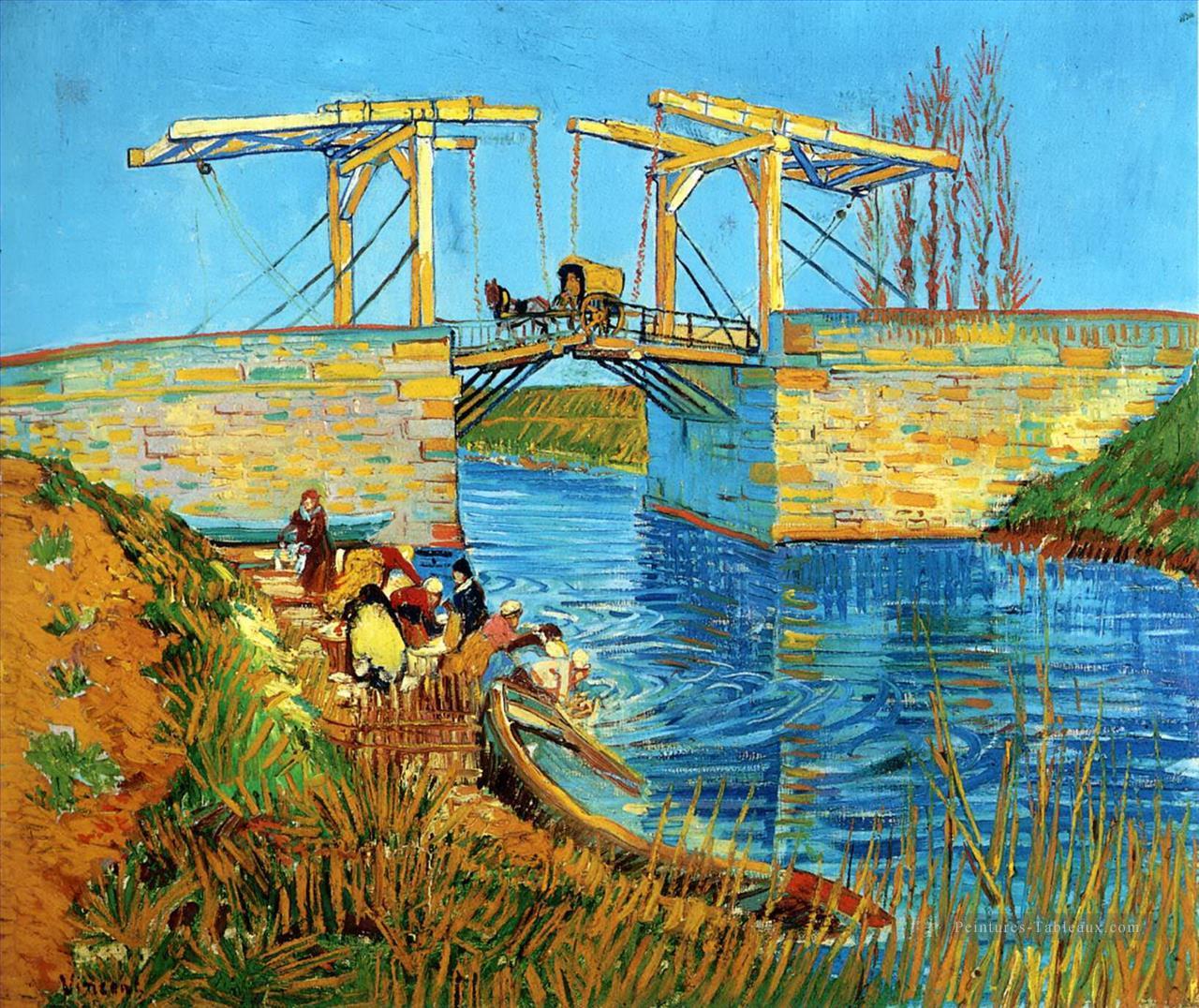 Le pont de Langlois à Arles avec des femmes à laver 2 Vincent van Gogh Peintures à l'huile
